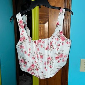 Flowered Corset Crop Top